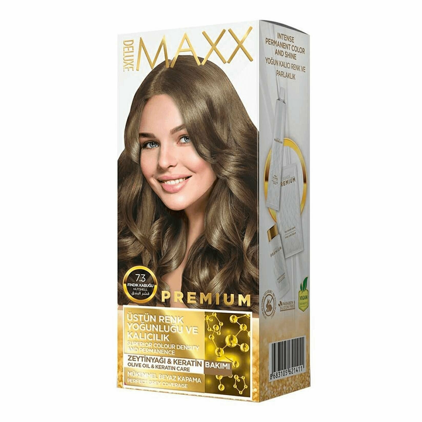 MAXX DELUXE Краска для волос Premium, тон 7.3 Фундук, 110 г