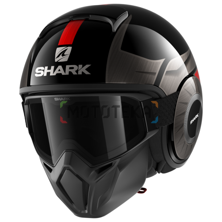 Шлем мото интеграл SHARK (Шарк) STREET DRAK TRIBUTE RM Black/Chrom/Red L