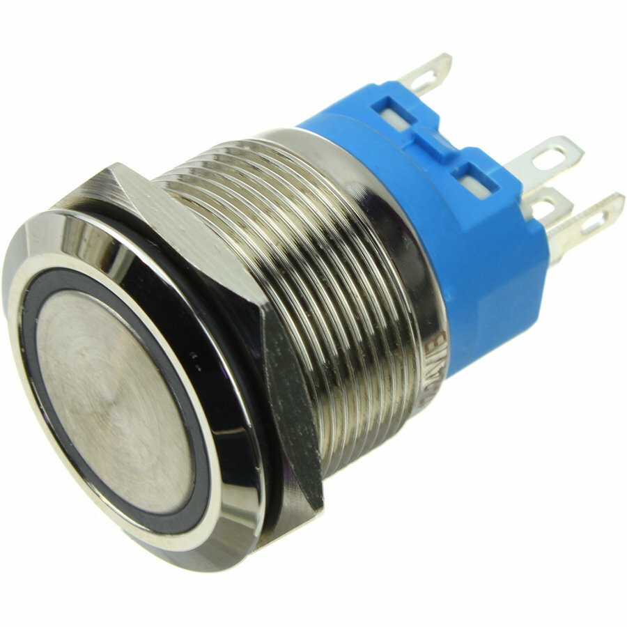 фото Кнопка d25мм, металлическая, антивандальная, с подсветкой, без фиксации 12-24V
