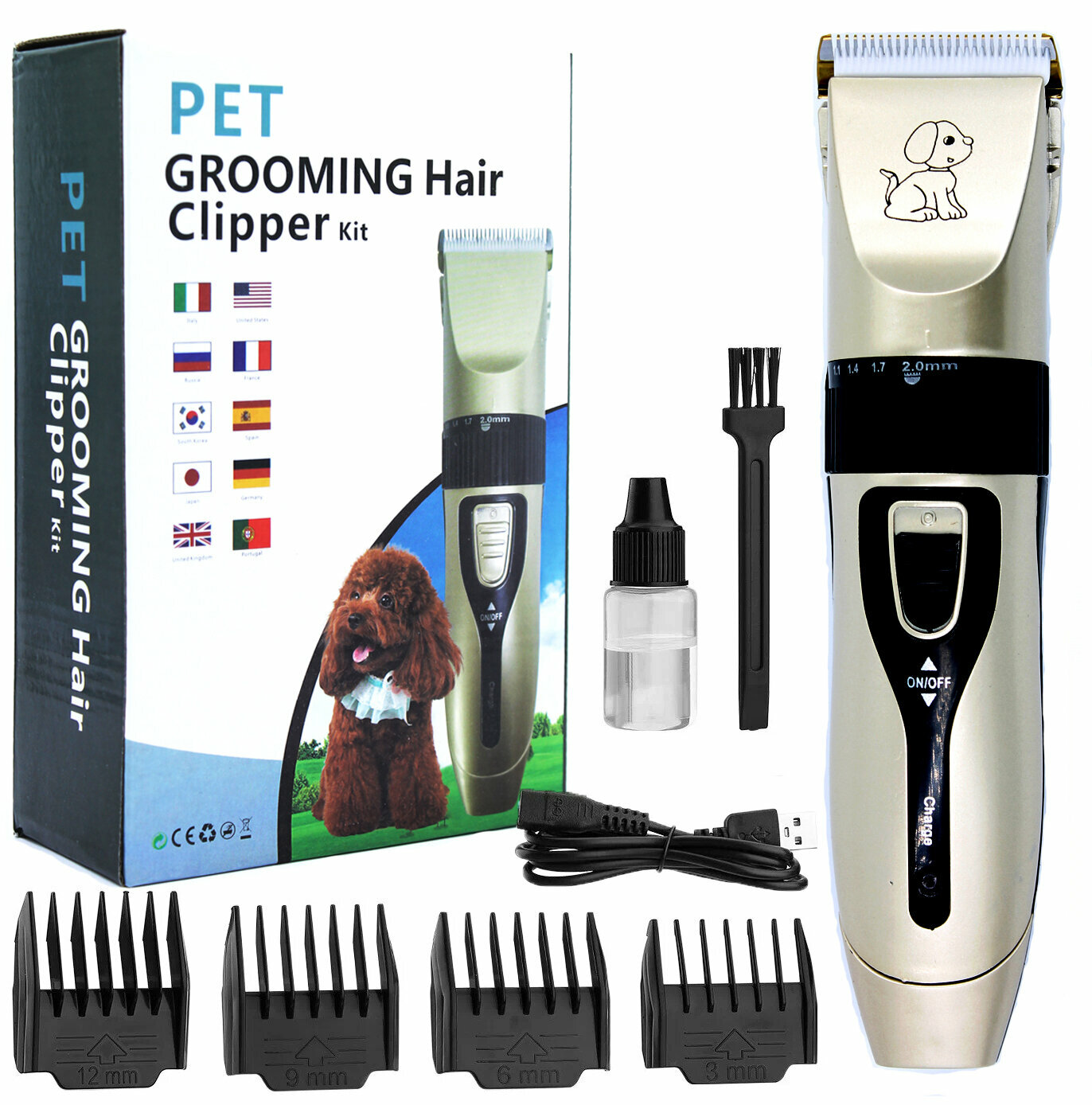 Машинка для стрижки животных / Машинка для стрижки собак / Машинка для стрижки кошек / Триммер для стрижки животных / Pet Grooming Hair Clipper Kit