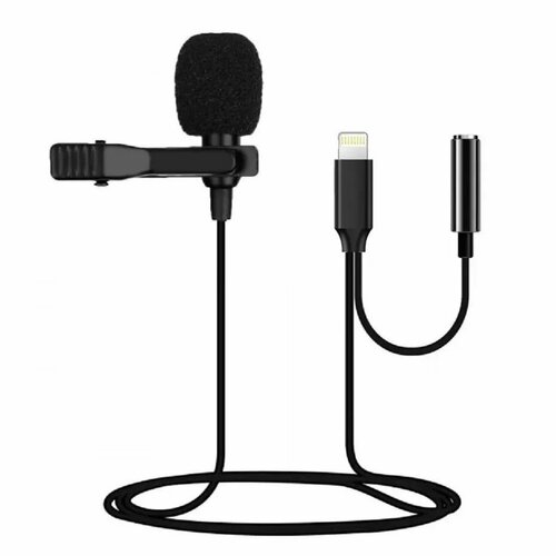 Микрофон петличный Lavalier Microphone кабель Jack 35mmf Lightningm 15м цвет чёрный 489₽