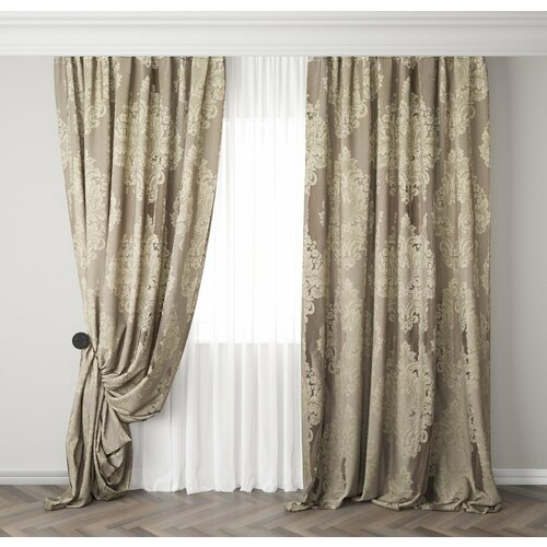 Штора Золотая Нить Вензеля Фиолетовый