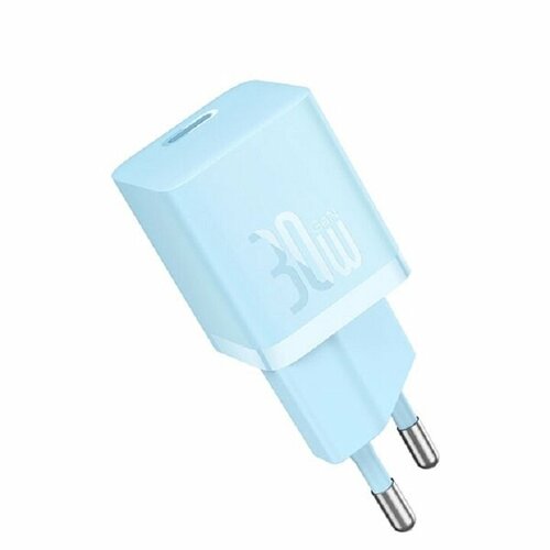Зарядное устройство Baseus Сетевое зарядное устройство Baseus CCGN070603 GaN5 Fast Charger (mini) 1C 30W Blue синий, голубой, размер 28x28x51,2 мм