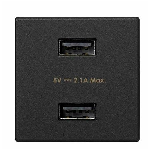 Simon Connect Графит Зарядное устройство 2хUSB, К45, 5 В, 2,1А, Simon, арт. K126E-14 графит