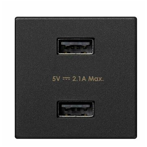 Simon Connect Графит Зарядное устройство 2хUSB, К45, 5 В, 2,1А, Simon, арт. K126E-14 simon connect белый зарядное устройство 2хusb к45 5 в 2 1а simon арт k126e 9