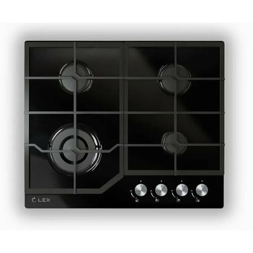 Газовая панель LEX GVG 640-1 BL черное стекло чугунные решетки 1899000₽