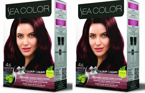 SEA COLOR HAIR DYE KIT Набор для окрашивания волос 4.6 Красный каштан, 2 шт.