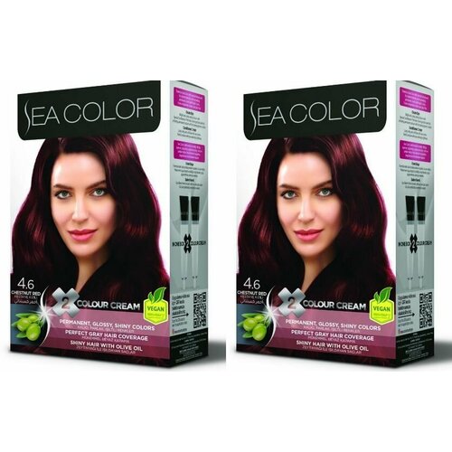 SEA COLOR HAIR DYE KIT Набор для окрашивания волос 4.6 Красный каштан, 2 шт.