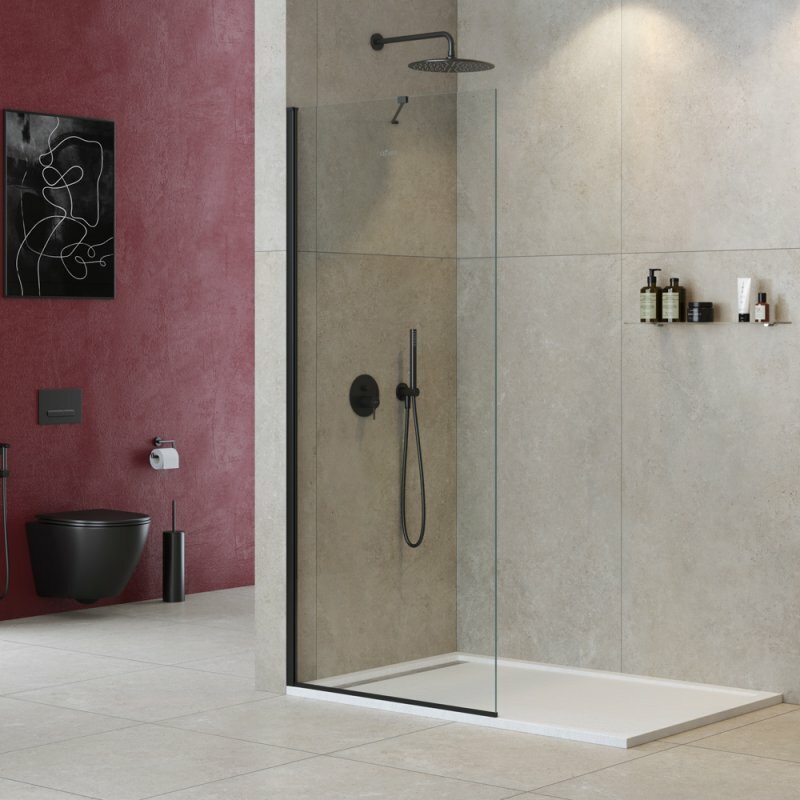 фото Душевая перегородка универсальная с односторонним входом CEZARES LIBERTA-L-1-TB-80-C-NERO