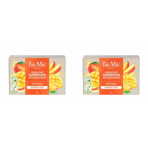 BioMio Твердое мыло Vegan-Soap Superfood Баттер манго, 90 г, 2 шт натуральное мыло biomio bio soap манго 2 шт