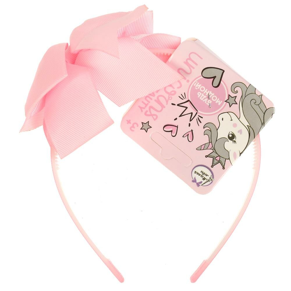 Аксессуары для девочек ободок для волос, розовый бант из репсовой ленты Милая Леди HAIRBAND-ML-5