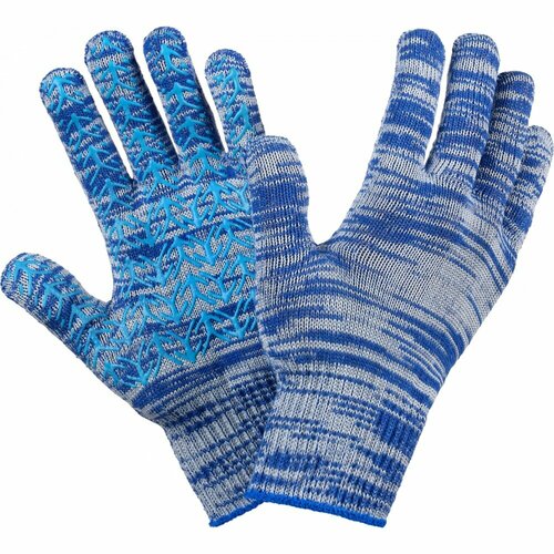 Трикотажные перчатки Фабрика перчаток 6-10-ПЛ-СИН-L перчатки рабочие фабрика перчаток хб 2 слойные с пвх 10 класс 6 нитей синие l 20 пар
