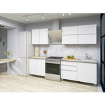 Кухонный гарнитур СВ-Мебель Киото Белый текстурный / Тростник 2000 мм - изображение