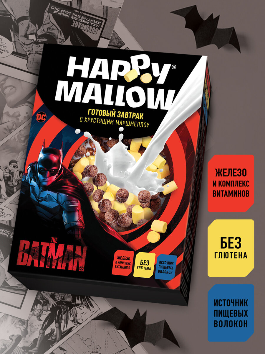 Готовый завтрак с маршмеллоу HAPPY MALLOW BATMAN, 240 г. - фотография № 1