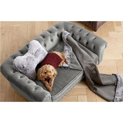 Диван лежак для собаки "Честер мини", 100х78х45 см, серый, экокожа, для малых и средних пород собак и кошек