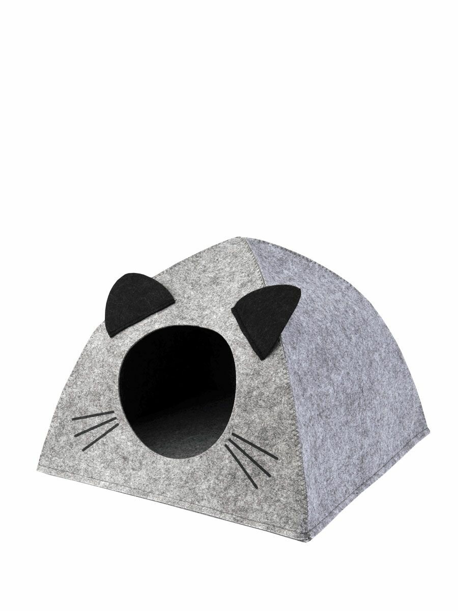 Вака ECO Домик для кошек "Палатка с ушками", 38х38х28 см, войлок, серый