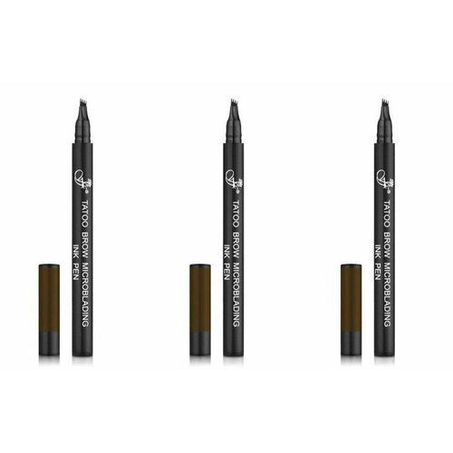 FFleur Карандаш для бровей BR-143 Tatoo Brow Microblading Ink Pen, оттенок dark brown, 0.8 г, 3 шт