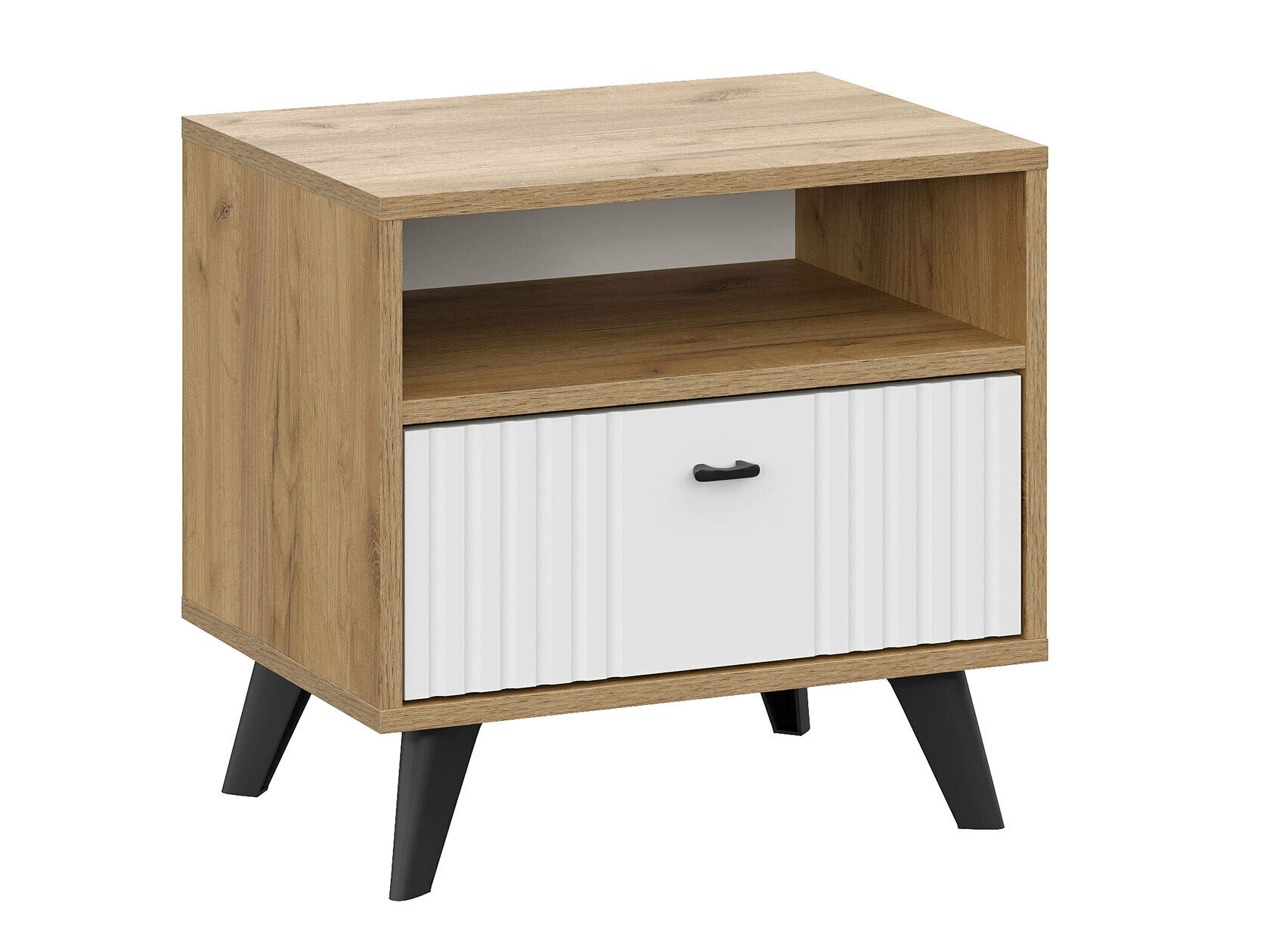 фото Прикроватная тумба СВ-Мебель МС "милан" Дуб золотой / Белый матовый