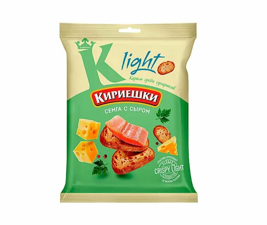 "Кириешки Light", сухарики со вкусом "Сёмга с сыром", 33 грамма, 12 пачек