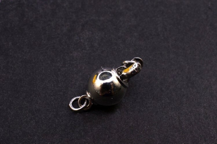 фото Замок-защелка Круглый 15х7мм, отверстие 2мм, цвет платина, латунь, 06-079, 1шт