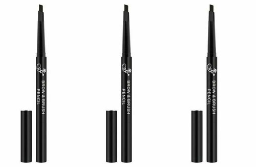 FFleur Карандаш для бровей BR-152 с щеточкой Brow+Brush Pencil, Black, 0.3 г, 3 шт