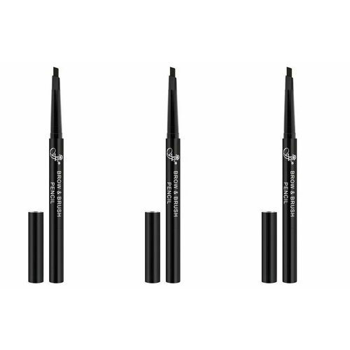 FFleur Карандаш для бровей BR-152 с щеточкой Brow+Brush Pencil, Black, 0.3 г, 3 шт