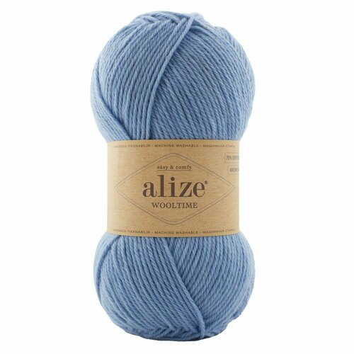 Пряжа Wooltime, Alize, серо-голубой - 432, 75% SW шерсть, 25% полиамид, 5 мотков, 100 г, 200 м.