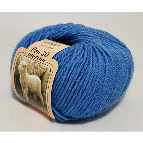 Пряжа Peo 30 (Silke), т. голубой - 61, 100% меринос суперфайн, 2 мотка, 50 г, 100 м.