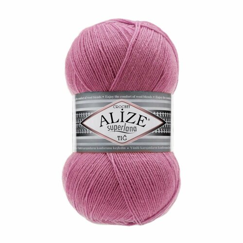 Пряжа ALIZE SUPERLANA TIG (ALIZE), яр. розовый 178, 25% шерсть, 75% акрил, 5 мотков, 100 г, 570 м.