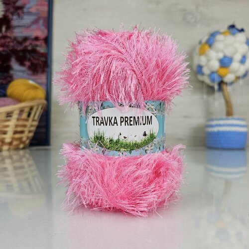 Пряжа Травка премиум (JINA), тем. розовый - 17, 100% полиэстер, 5 мотков, 100 г, 150 м.