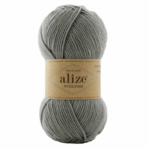 Пряжа Alize Wooltime серый (21), 75%шерсть/25%полиамид, 200м, 100г, 5шт