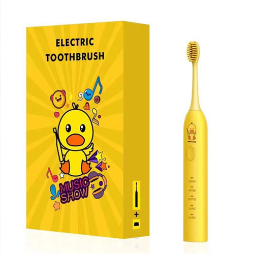 Электрическая зубная щетка MyPads с тематикой уточка для подарка ребенку 5 режимов скорости желтая детская на 1500 мАч красивый недорогой памятный .