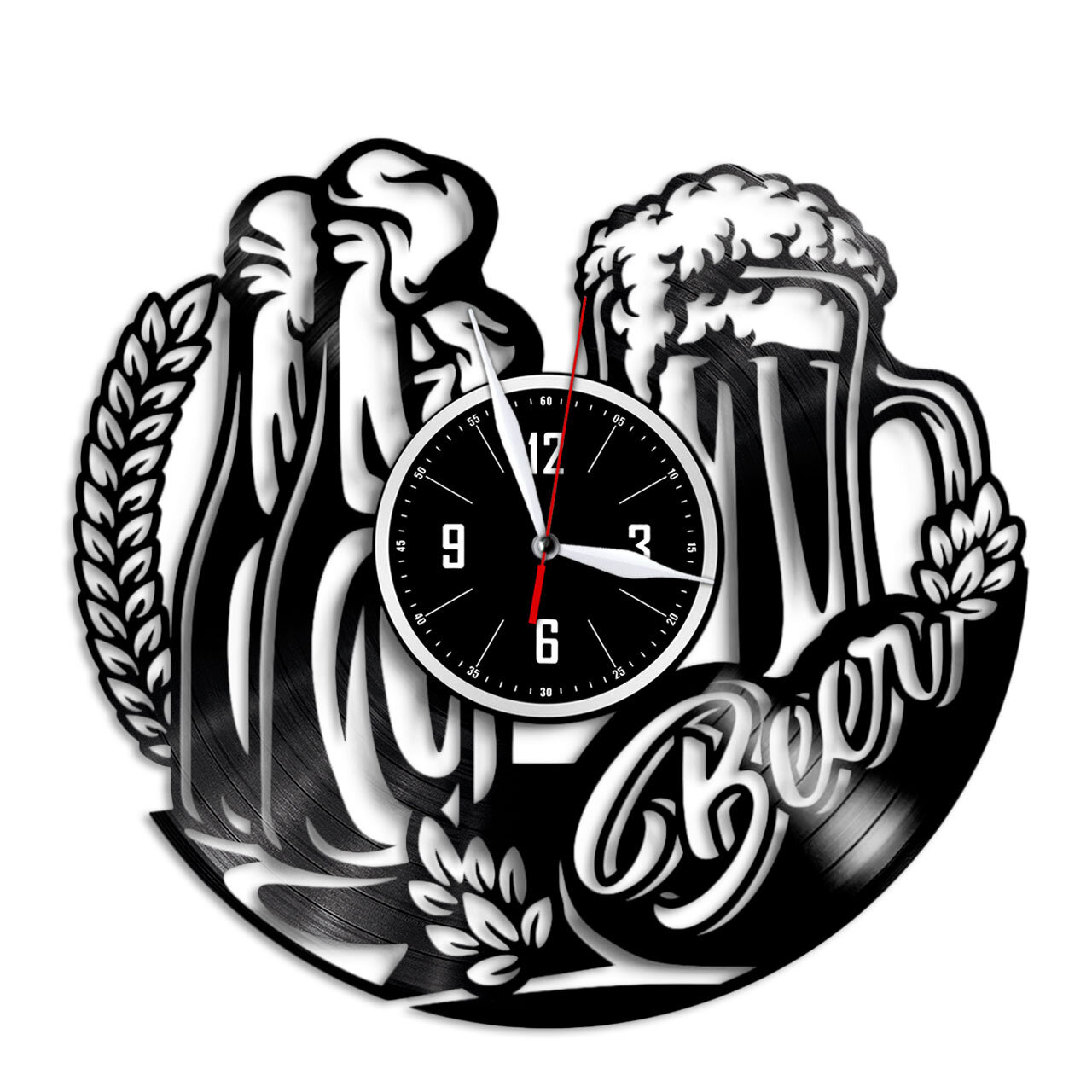 Пиво - настенные часы из виниловой пластинки