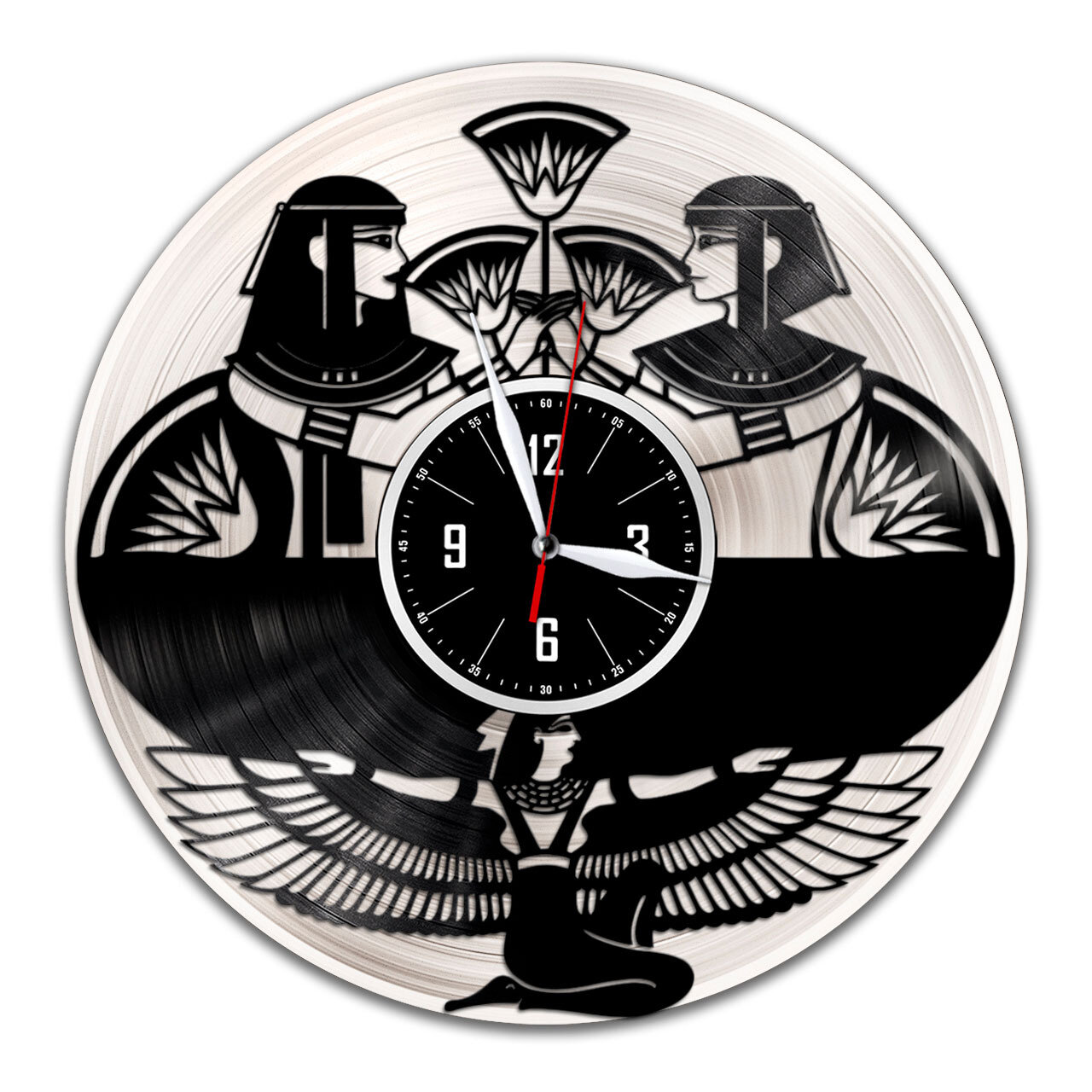 Египет - настенные часы из виниловой пластинки (с серебряной подложкой)