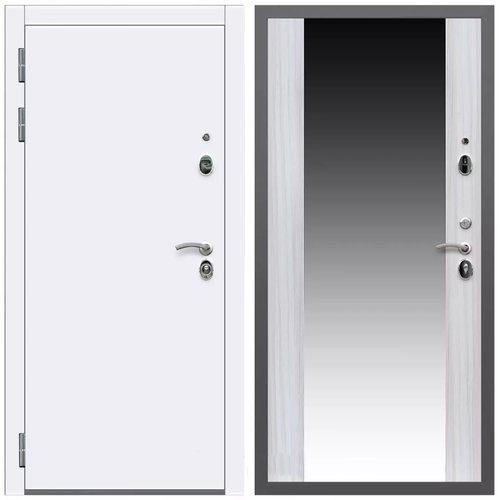 Дверь входная Армада Кварц / СБ-16 Сандал белый МДФ панель 16 мм с зеркалом дверь входная армада оптима антик серебро сб 16 сандал белый мдф панель 16 мм с зеркалом