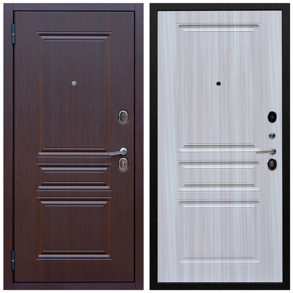 фото Входная дверь Армада Экстра МДФ 10 мм ФЛ-243 Лиственница шоколад; МДФ 16 мм ФЛ-243 Сандал белый