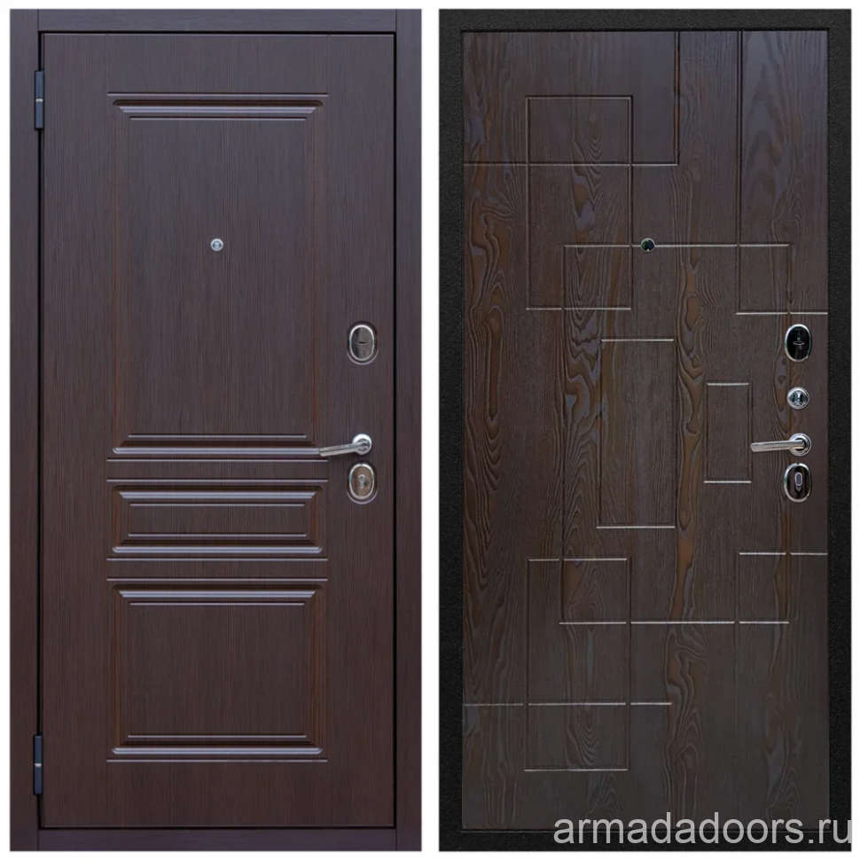 фото Входная дверь Армада Экстра МДФ 10 мм ФЛ-243 Лиственница шоколад; МДФ 16 мм ФЛ-57 Дуб шоколад