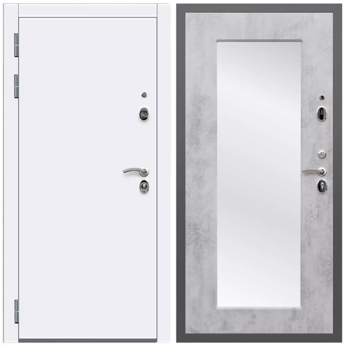 Дверь входная Армада Кварц / ФЛЗ-Пастораль, Бетон светлый МДФ панель 16 мм с зеркалом