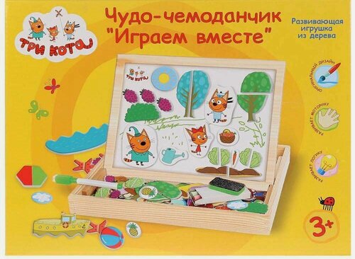 Изображение товара Игрушка деревянная "Три кота" набор с магнитной доской "Чудо-чемоданчик" ТМ Буратино 1019-CATS