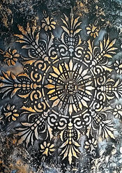 Многоразовый трафарет Мандала (цветочный). 20х20 см (1 мм). 1/4 часть. Для декора стен, мебели, творчества.