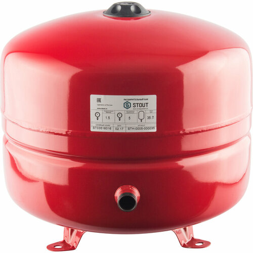 Расширительный бак на отопление 35 л. с диафрагмой STOUT (цвет красный) расширительный бак на отопление 50 л stout цвет красный