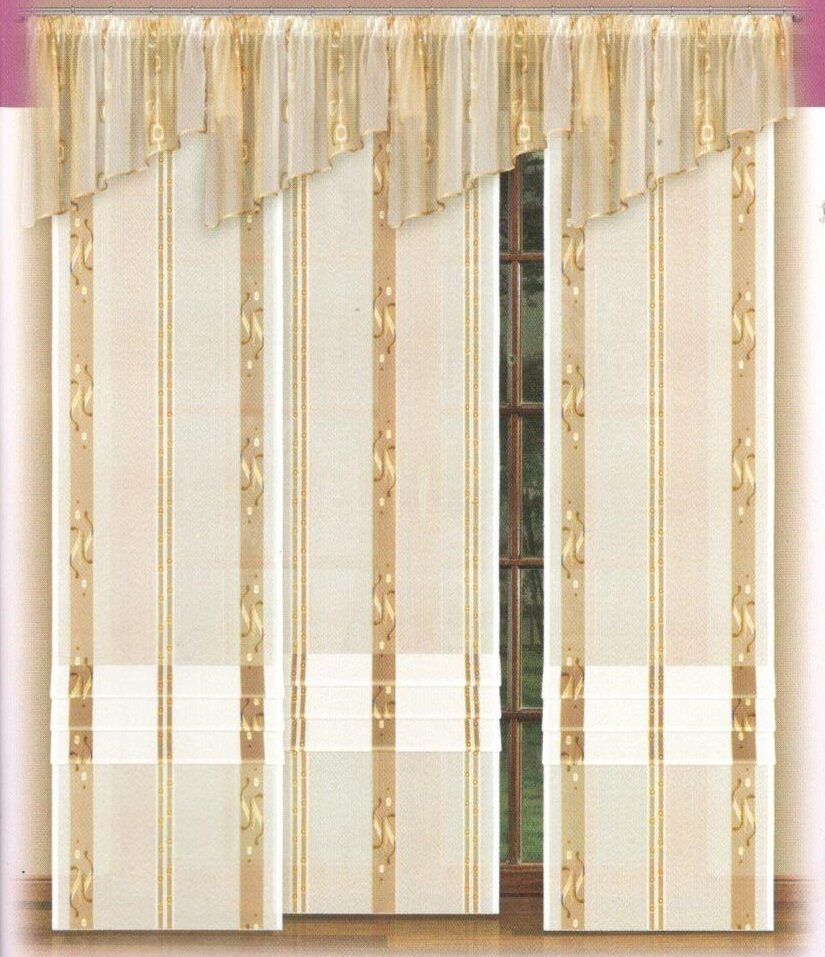 фото Занавеска - панель с ламбрекеном, бежево-золотой