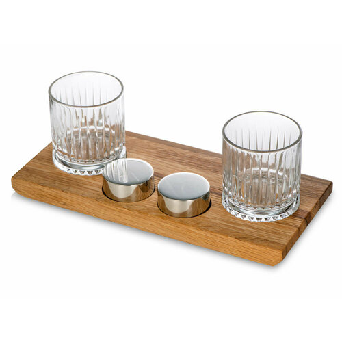 Набор для виски и коктейлей на подставке из дуба Savour