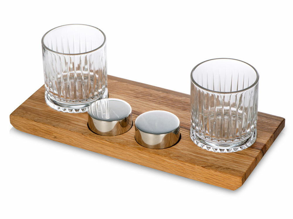 фото Набор для виски и коктейлей на подставке из дуба Savour