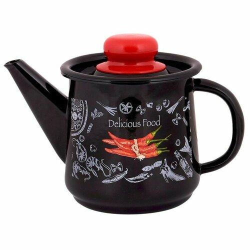 Чайник Appetite 1с202с эмалированный, без свистка 1л Chilli черный