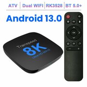 Смарт ТВ приставка Transpeed 8K, 2+16 Гб, Android 13, Rockchip RK3528, Wi-Fi, Bluetooth