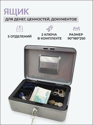 Денежный ящик для денег с замком AXLER, металлический кэшбокс коробка с замком и ключом