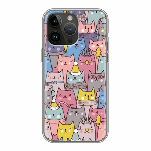 Дизайнерский силиконовый чехол для Айфон 14 Про Макс / Iphone 14 Pro Max Коты