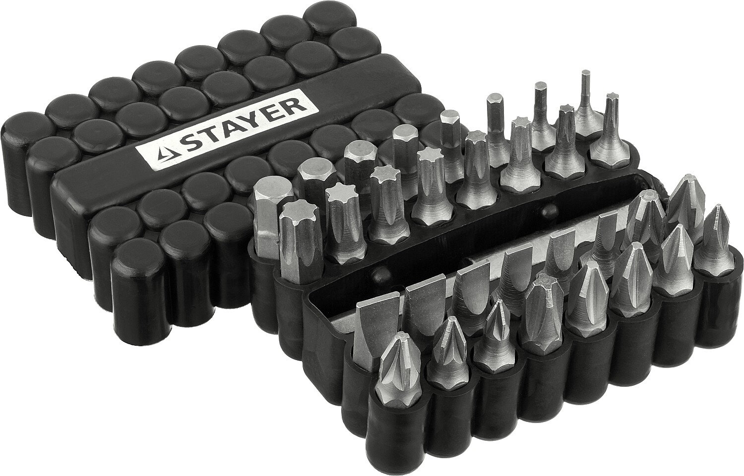 Набор STAYER Биты Cr-V, 33 предмета с магнитным адаптером, в ударопрочном держателе
