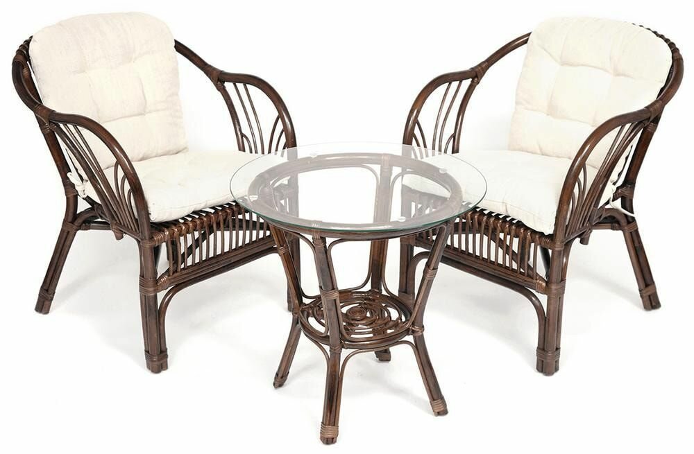 Террасный комплект TetChair " NEW BOGOTA " (2 кресла + стол) /с подушками/ coco brown (коричневый кокос)